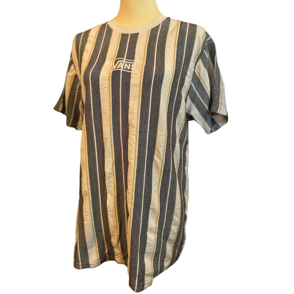 Vans Striped Crew Neck Embroidered Shirt, Size M